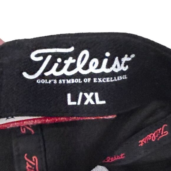 Titleist Tour‎ Performance Golf Cap Black/Red Embroidered Logos L/XL fitted - Picture 6 of 6